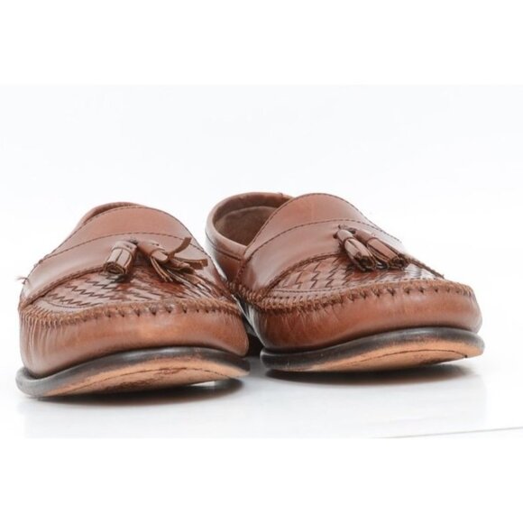 Bass Men\'s Size 10M Leather Woven Tassel Moc Slip On Loafers Preppy Old Money
